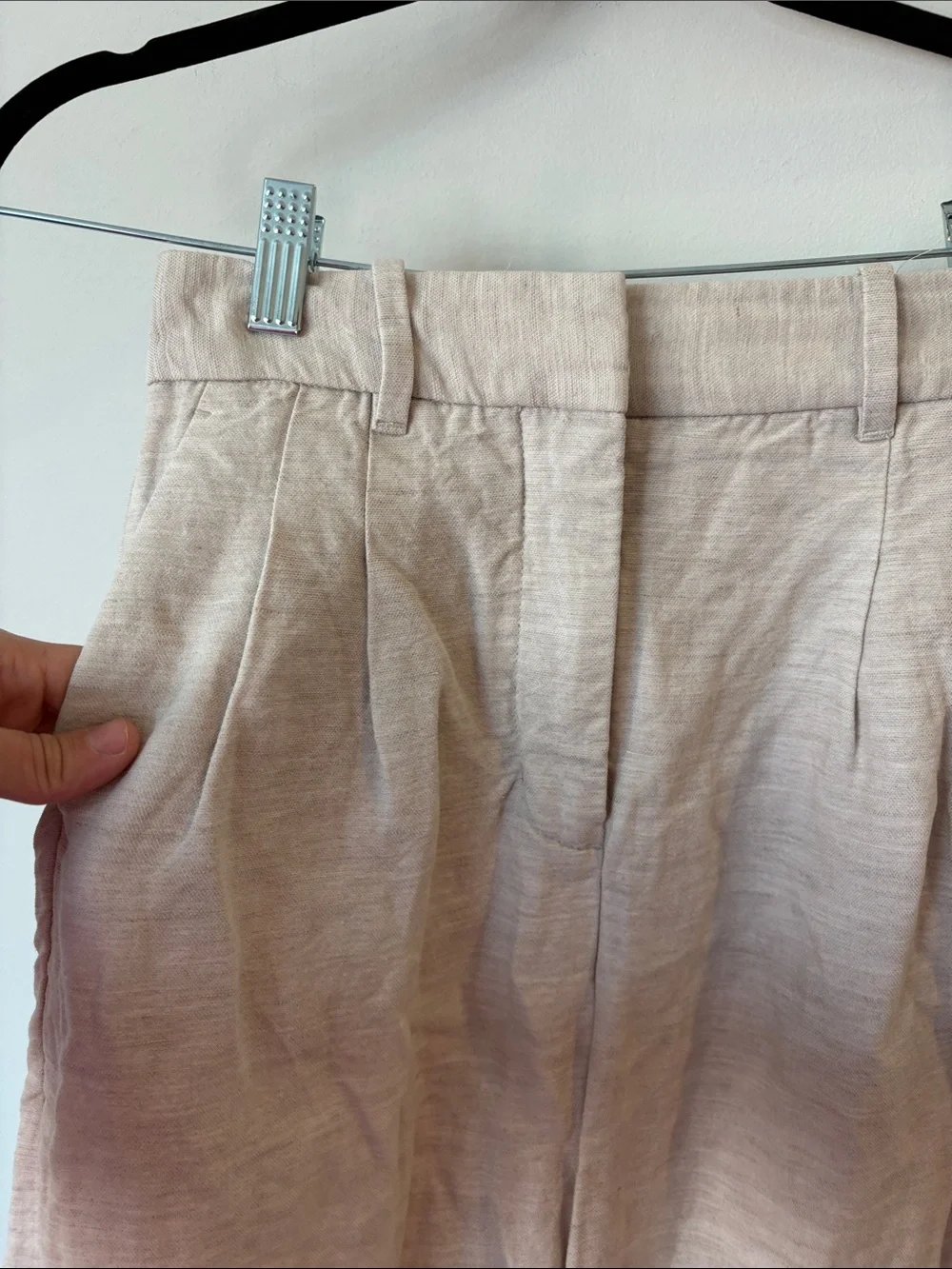 Aritzia Effortless Linen Wide Leg Pant in Tan-Taupe Sz XS short